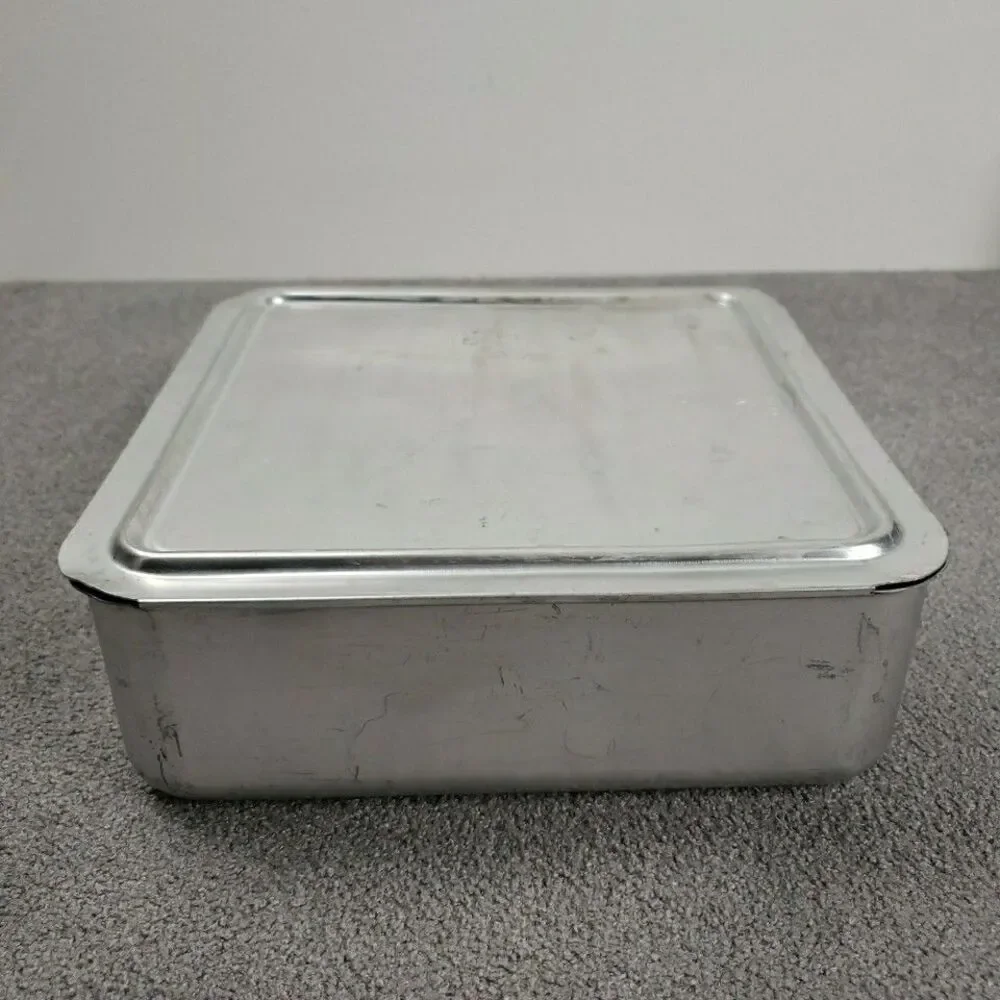 Vintage 8x8x2 Aluminum Baking Pan With Slide Lid Unbranded
